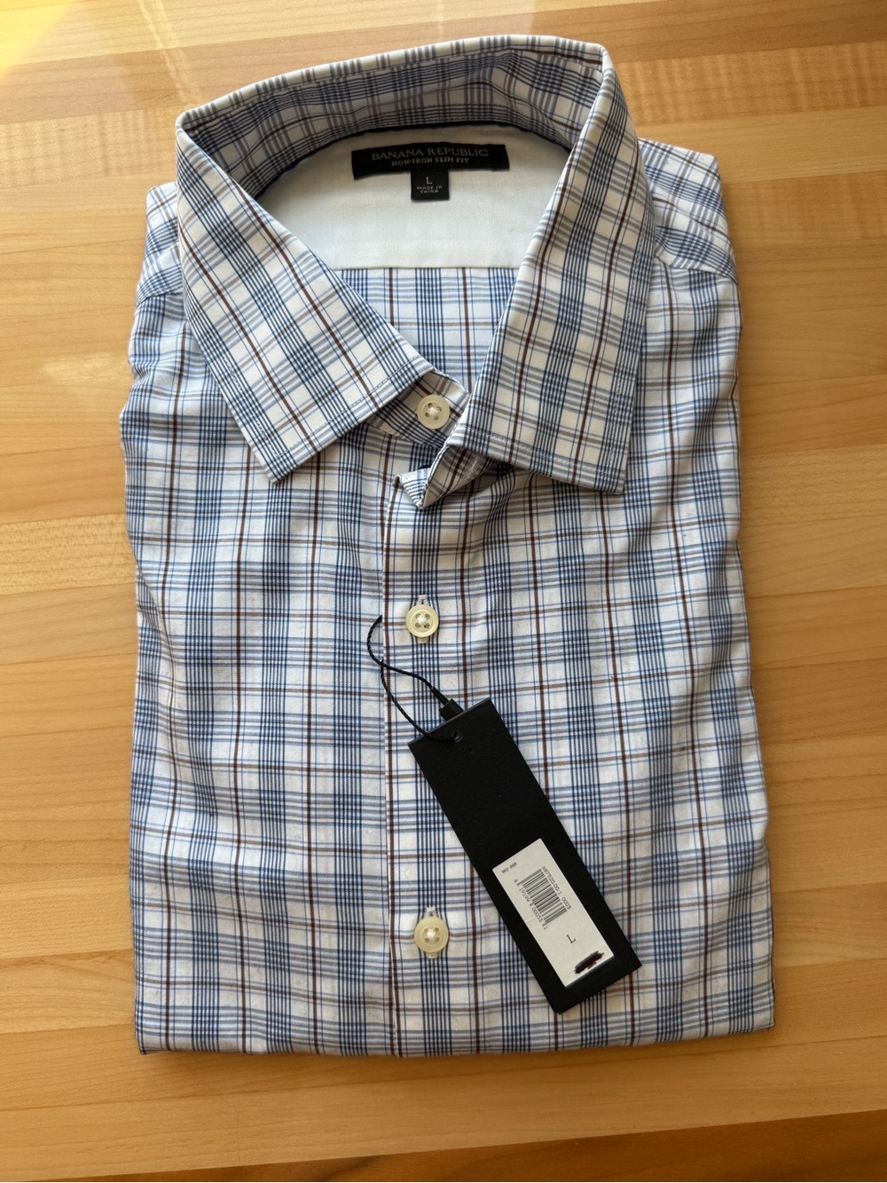 Banana Republic Plaid Non Iron Slim Fit Dress Shirt